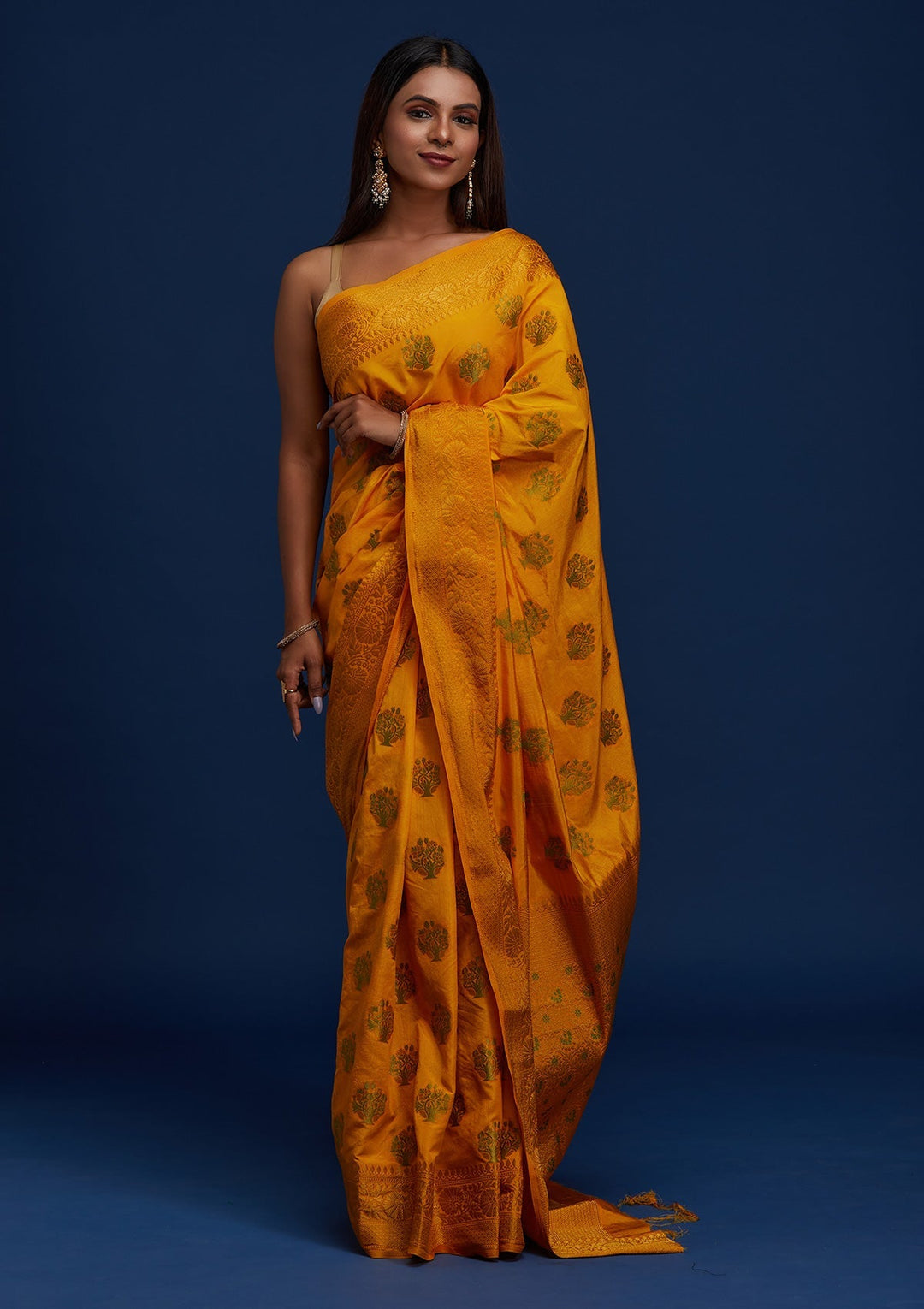 Yellow Zariwork Raw Silk Designer Saree - Koskii