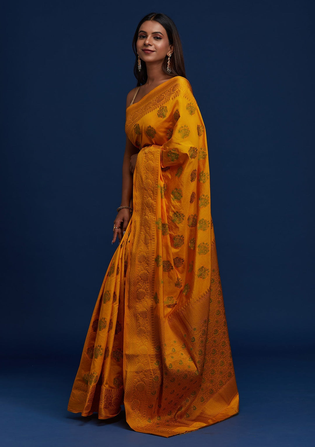 Yellow Zariwork Raw Silk Designer Saree - Koskii