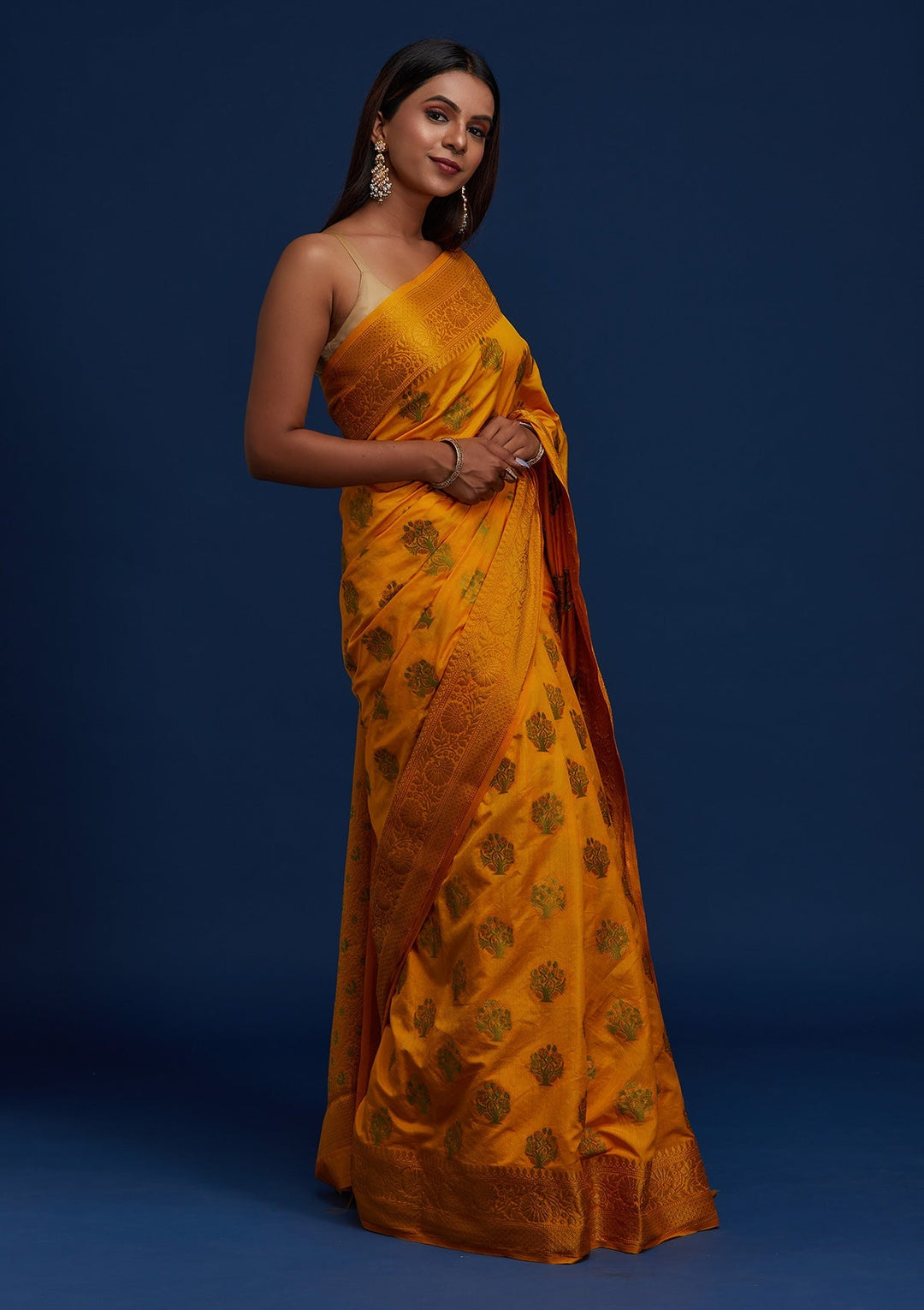 Yellow Zariwork Raw Silk Designer Saree - Koskii