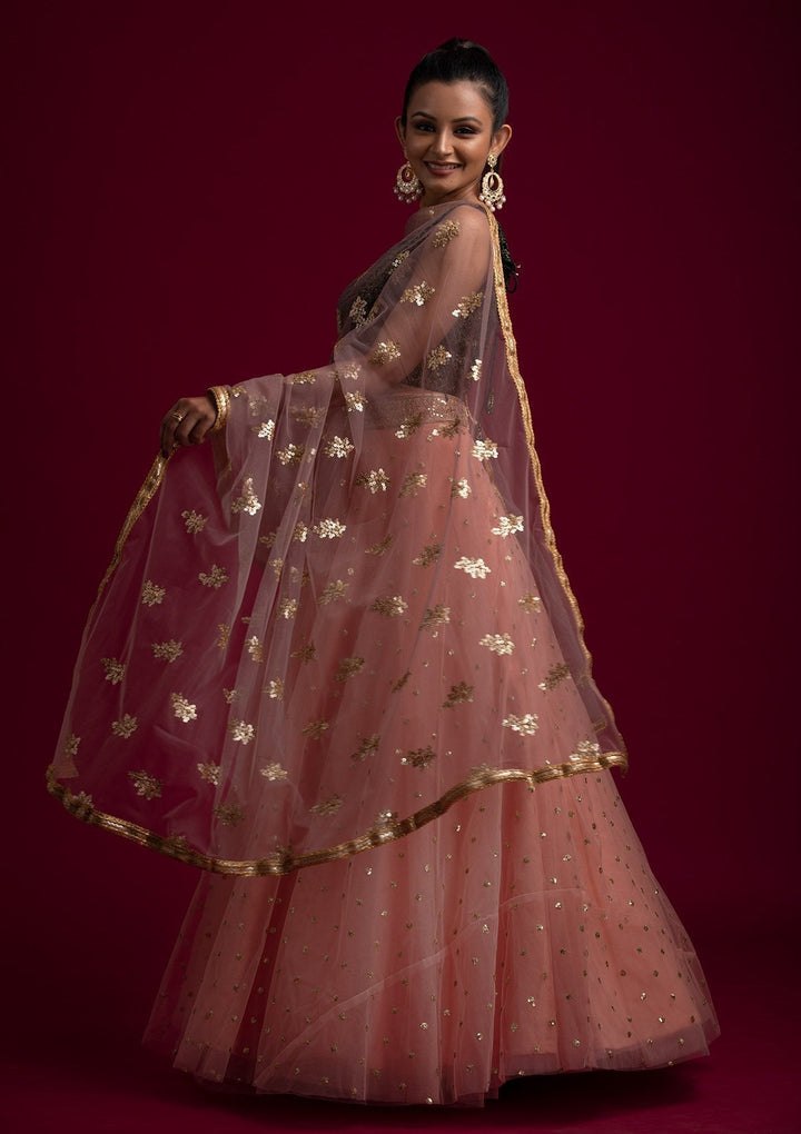 Lavender Sequins Net Designer Dupatta - koskii