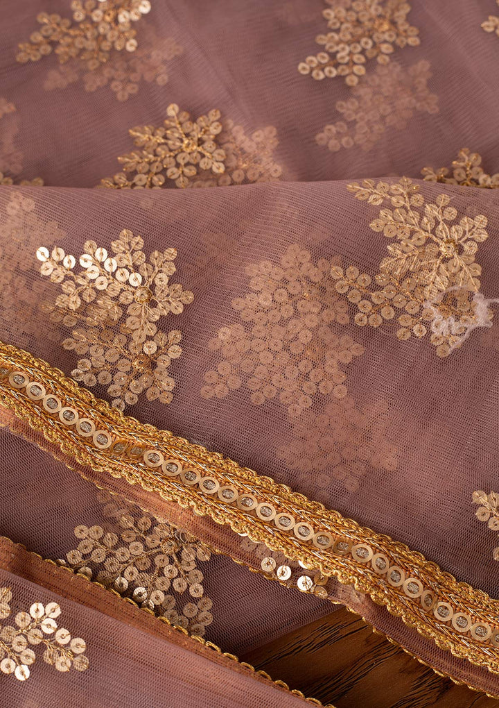 Lavender Sequins Net Designer Dupatta - koskii