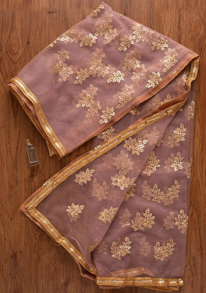 Lavender Sequins Net Designer Dupatta - koskii