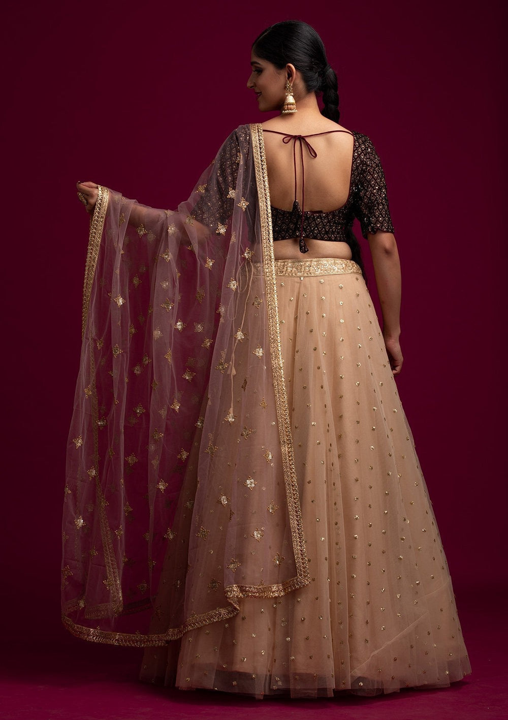 Lavender Sequins Net Designer Dupatta - koskii