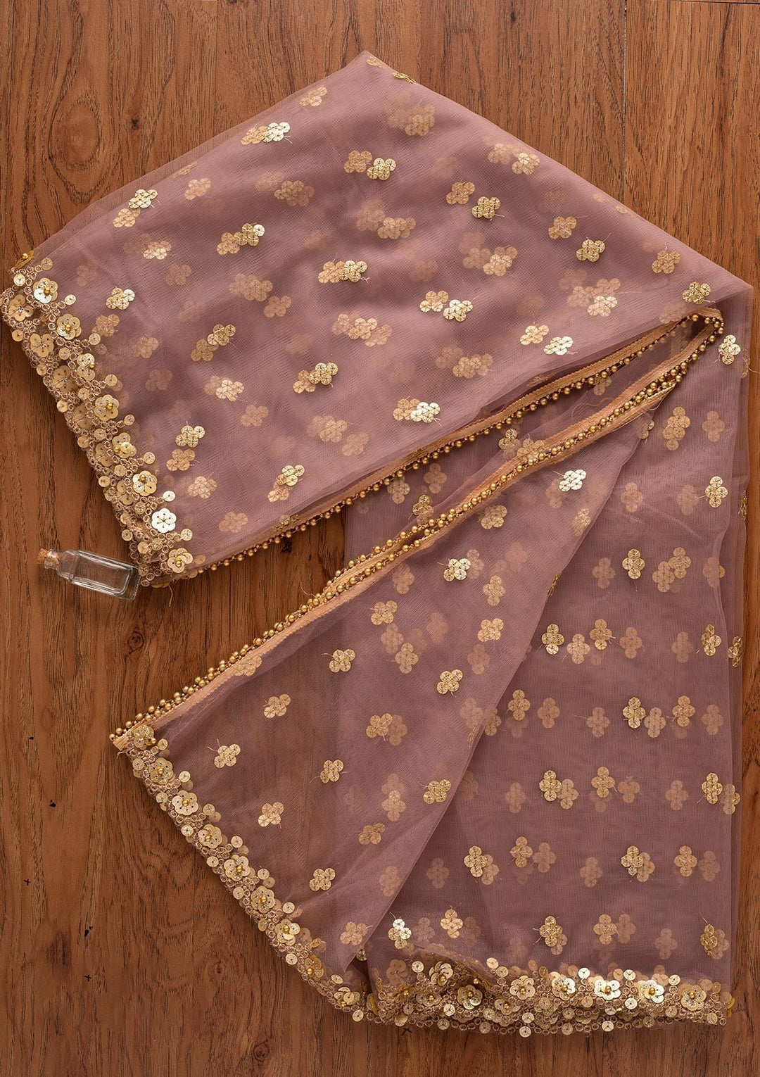 Lavender Sequins Net Designer Dupatta - koskii