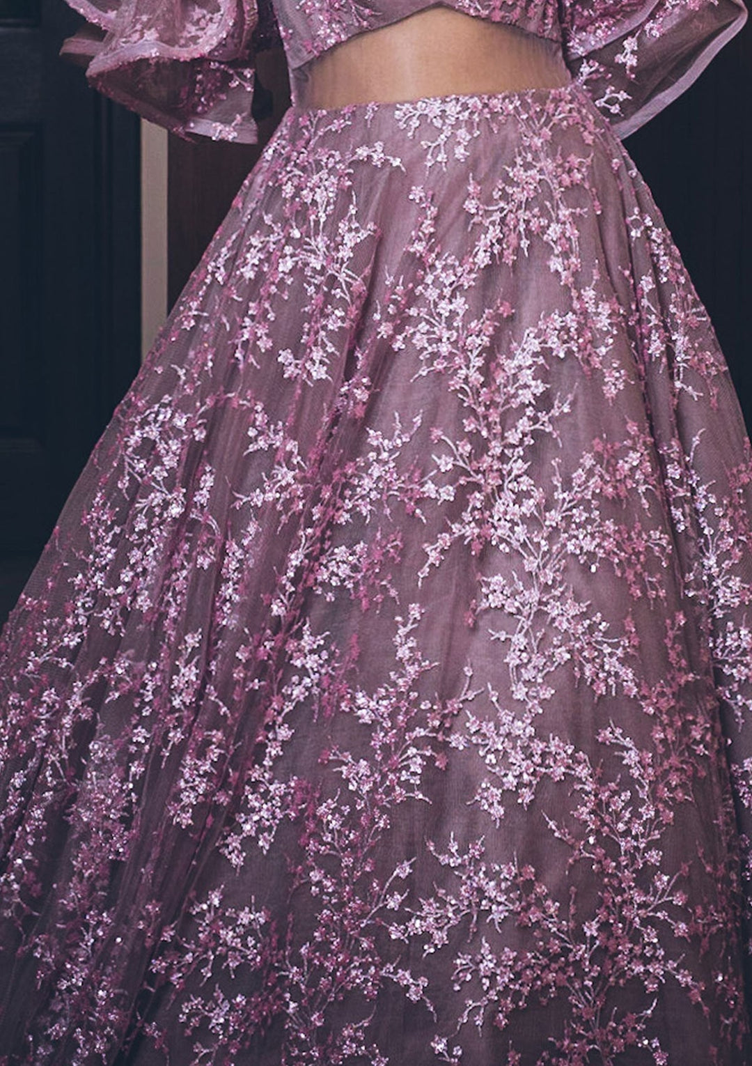 Lavender Sequins Net Designer Gown - koskii