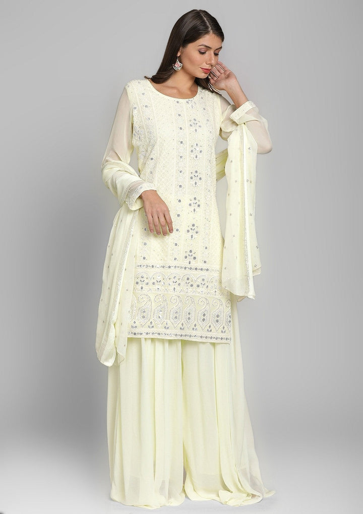 Lemon Yellow Chikankari Georgette Designer Salwar Suit - koskii