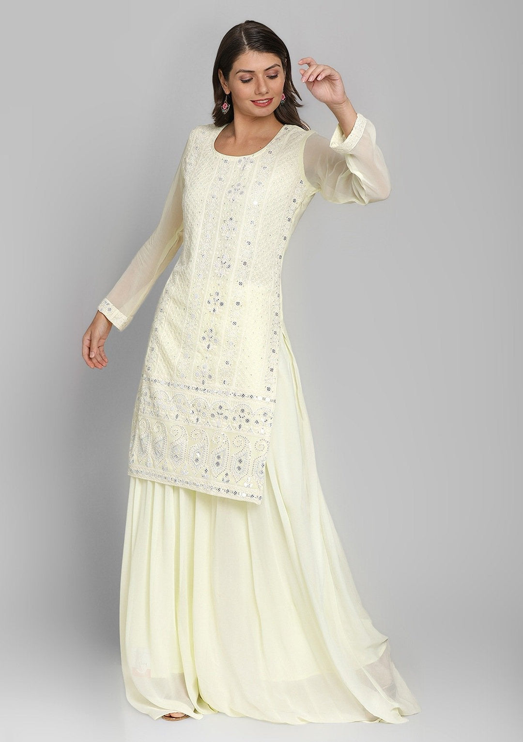 Lemon Yellow Chikankari Georgette Designer Salwar Suit - koskii