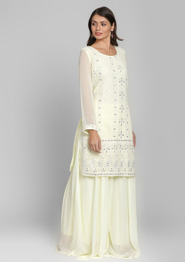 Lemon Yellow Chikankari Georgette Designer Salwar Suit - koskii