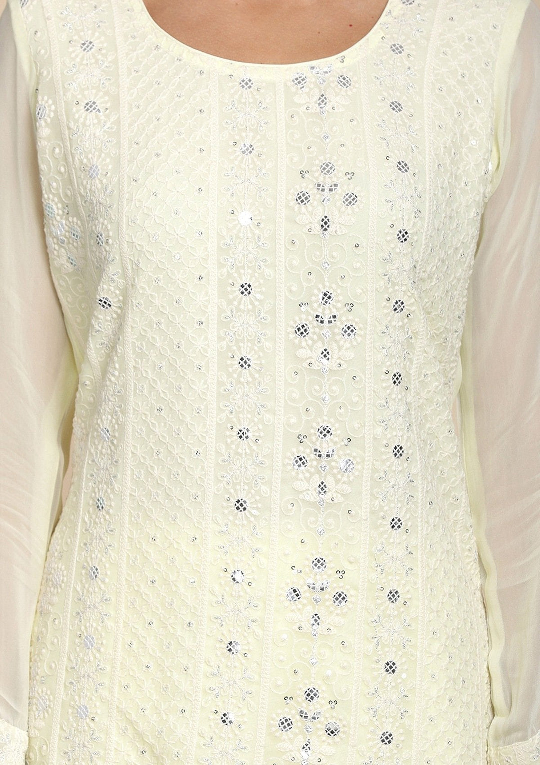Lemon Yellow Chikankari Georgette Designer Salwar Suit - koskii