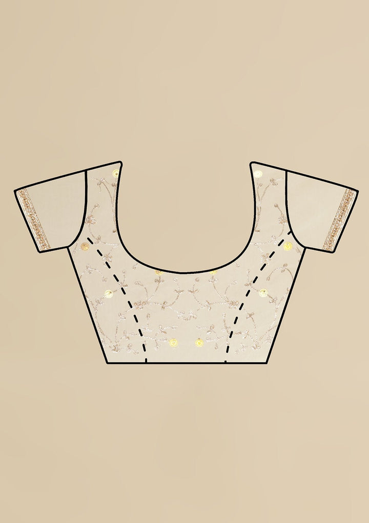 Lemon Yellow Pearlwork  Net Designer Saree - koskii