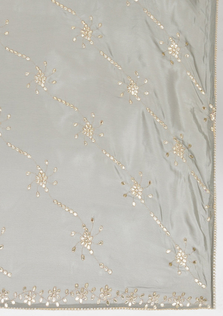 Light Grey Gotapatti Semi Crepe Designer Unstitched Salwar Suit - koskii