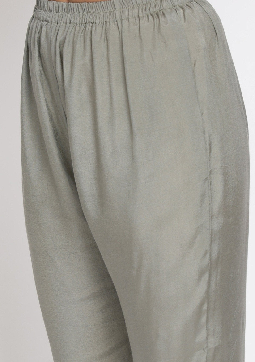 Light Grey Gotapatti Semi Crepe Designer Unstitched Salwar Suit - koskii