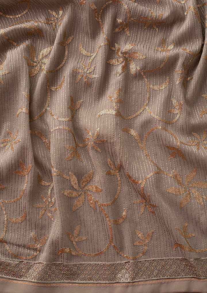Light Grey Sequins Georgette Designer Unstitched Salwar Suit - koskii