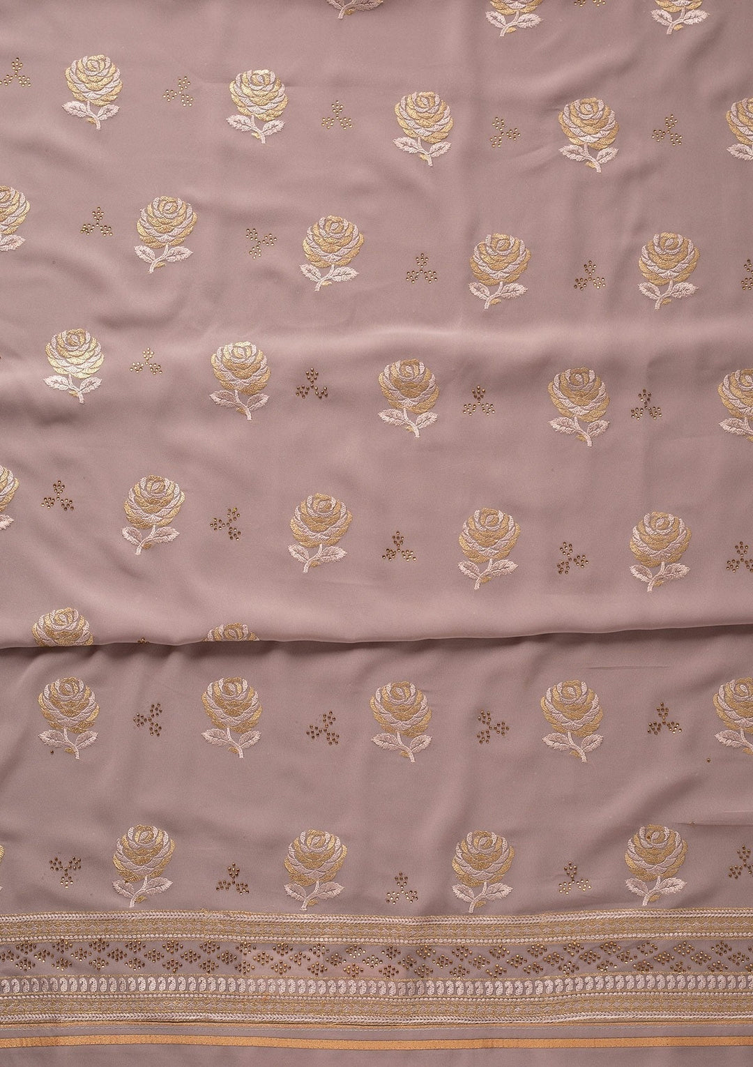 Light Grey Swarovski Georgette Designer Unstitched Salwar Suit - koskii