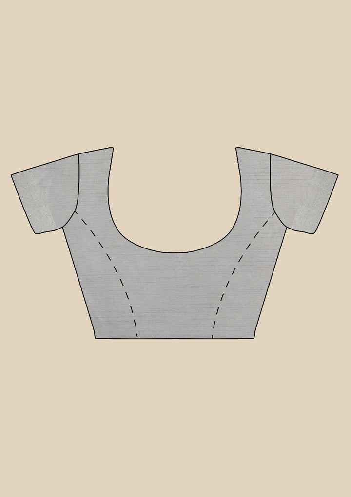 Light Grey Zariwork Art Silk Designer Saree - koskii