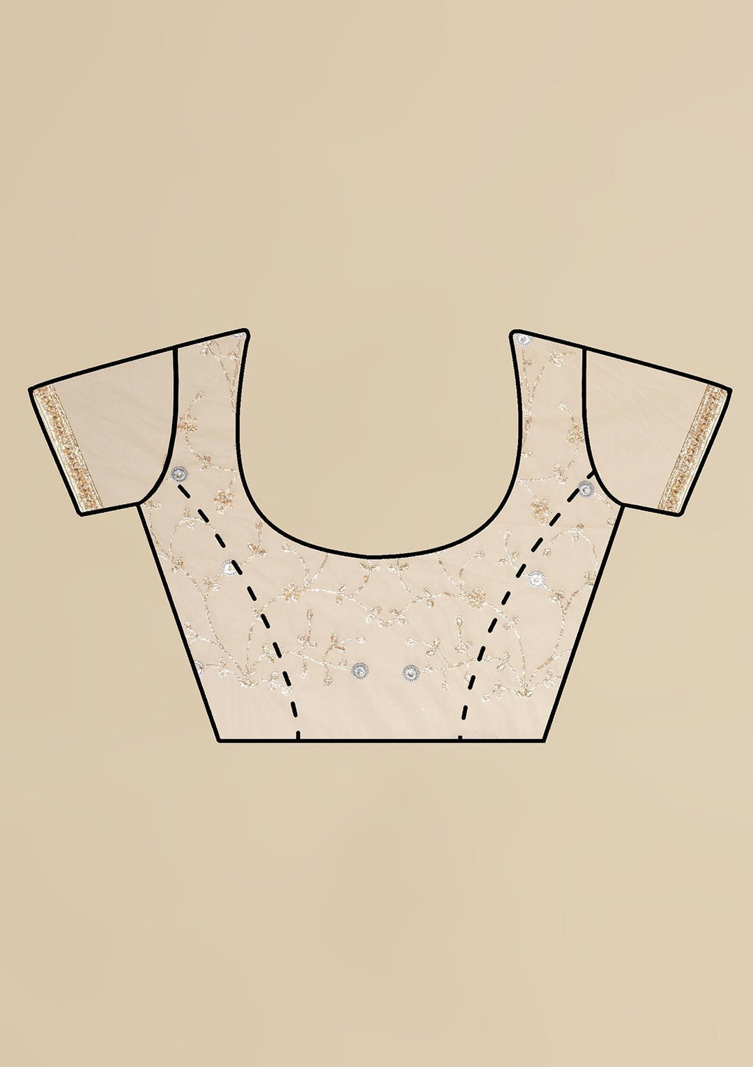 Light Grey Pearlwork  Net Designer Saree - koskii