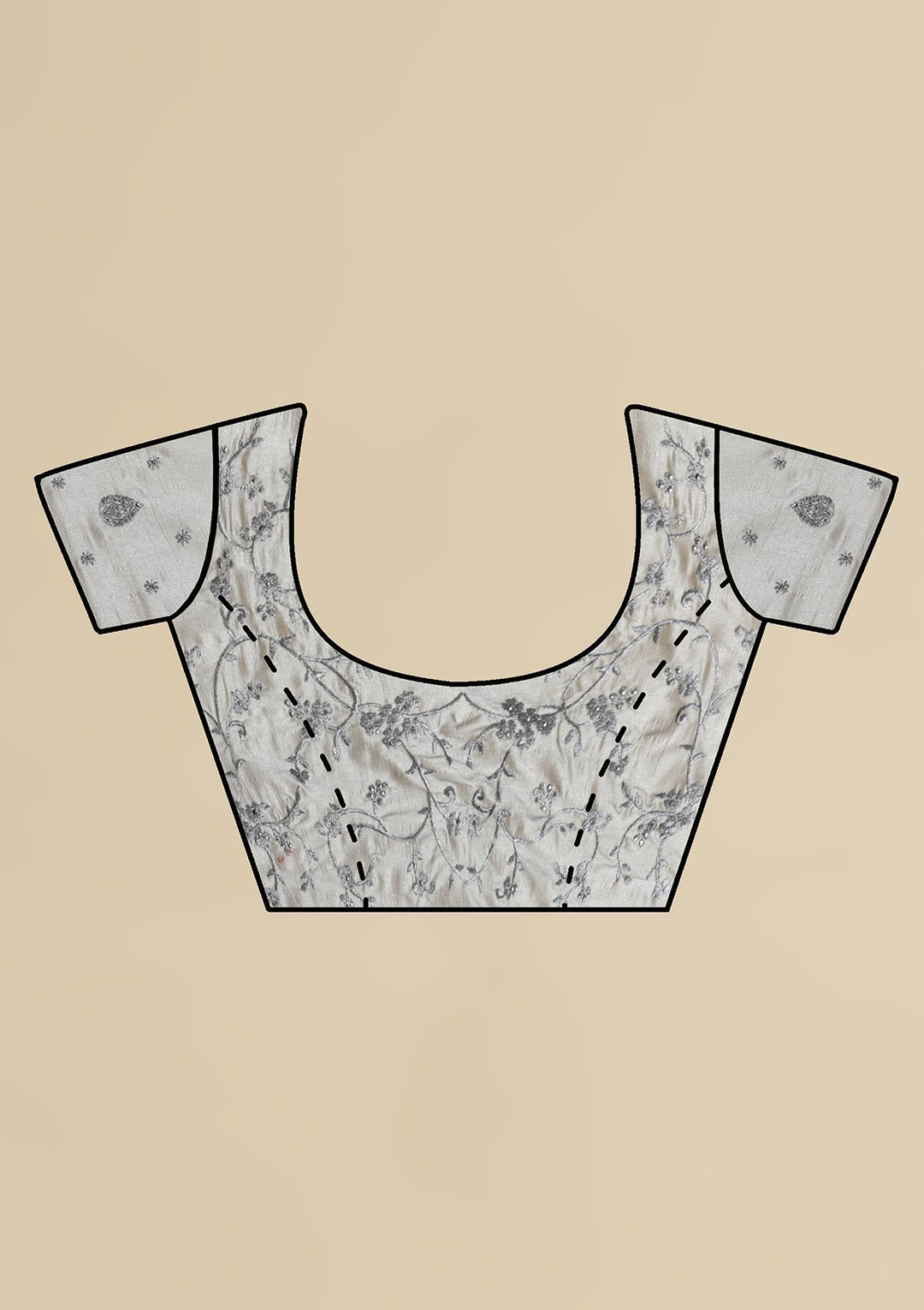 Light Grey Stonework  Art Silk Designer Saree - koskii