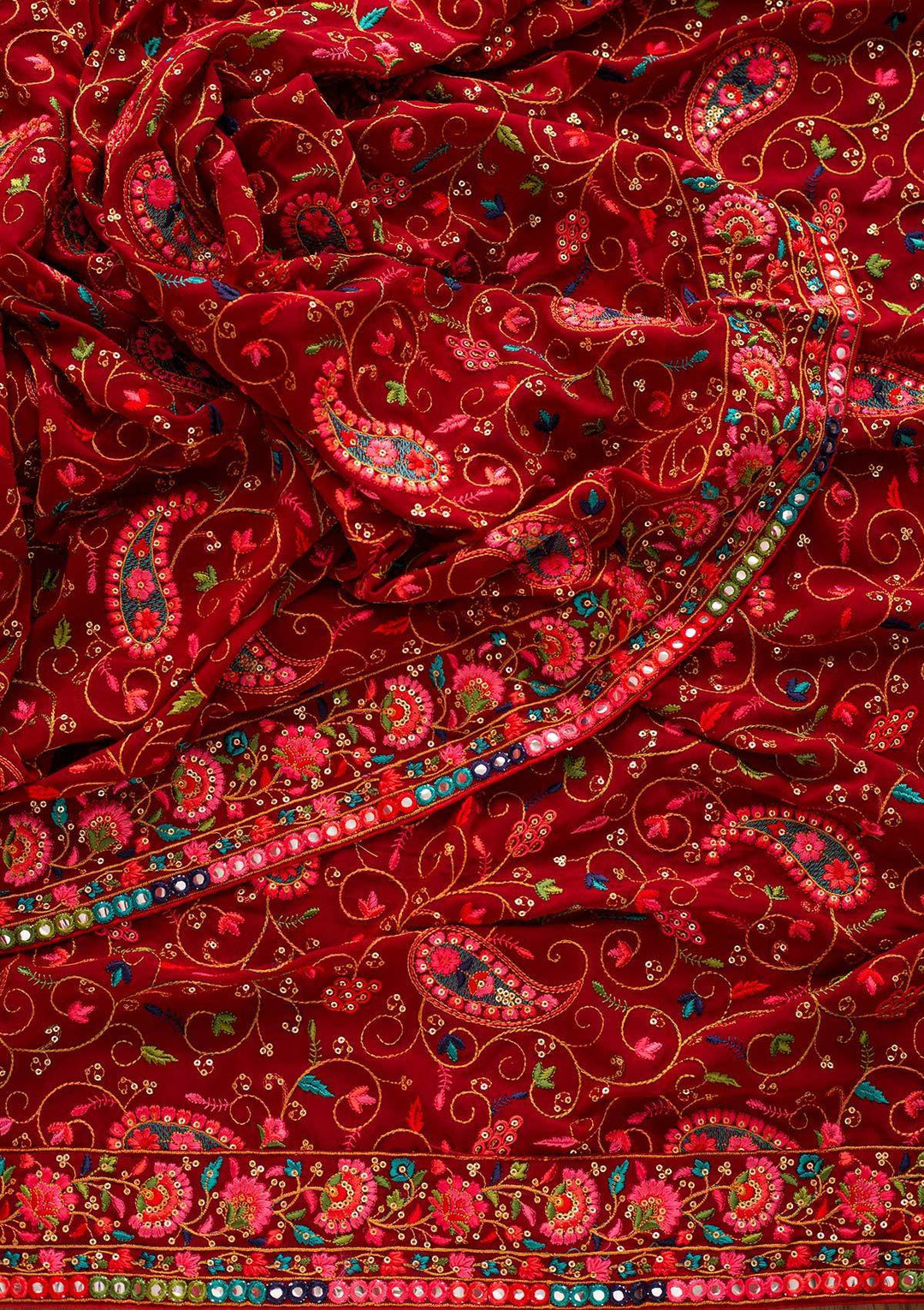 Maroon Chikankari Semi Crepe Designer Unstitched Salwar Suit - koskii