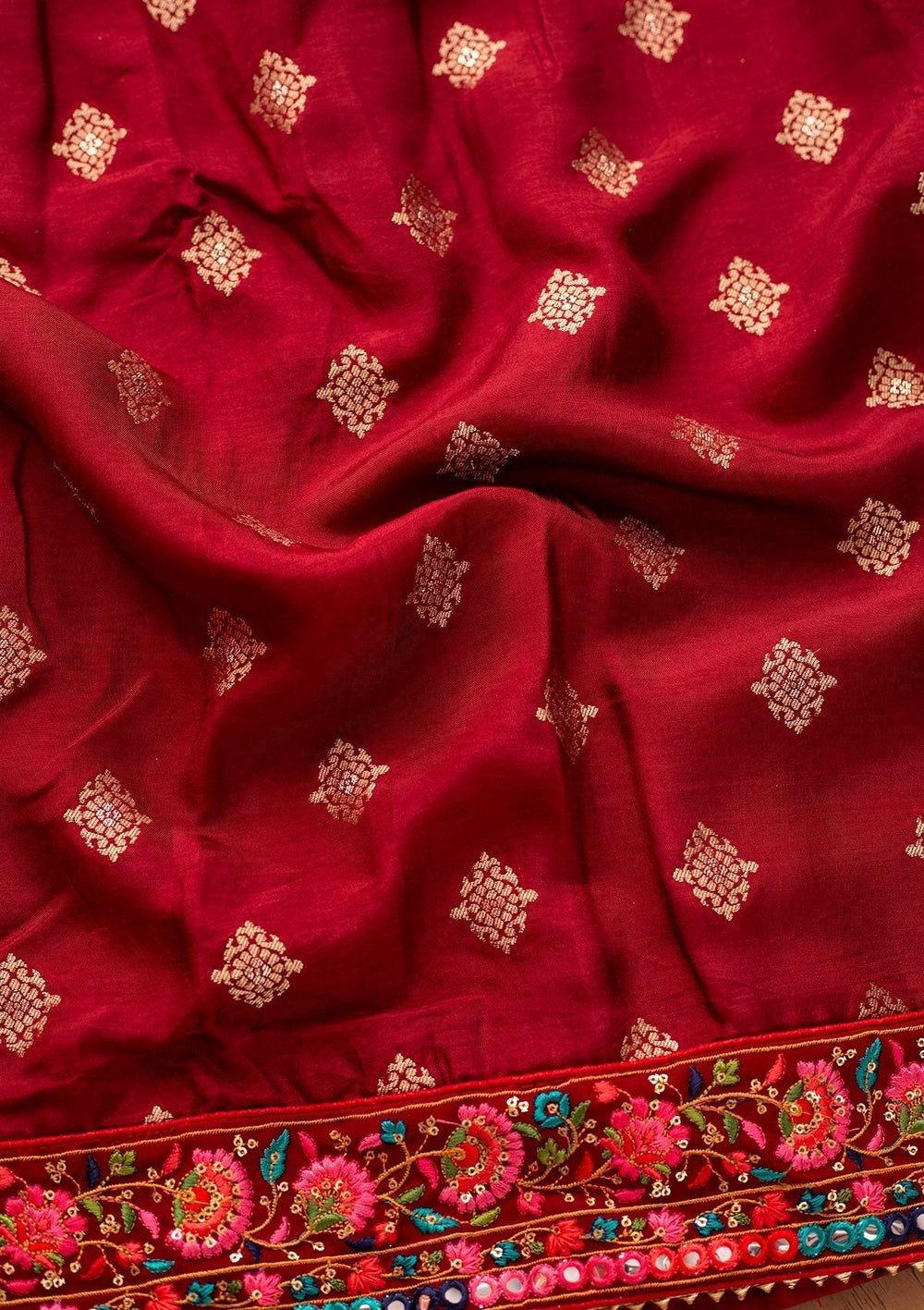 Maroon Chikankari Semi Crepe Designer Unstitched Salwar Suit - koskii