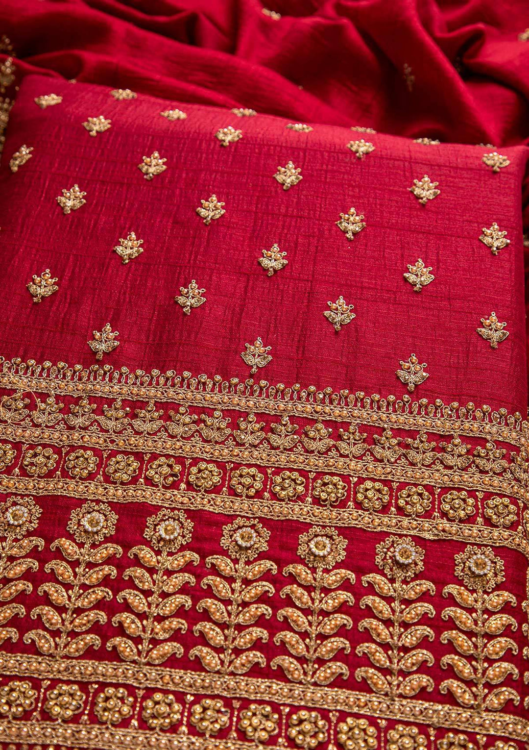 Maroon Stonework Raw Silk Designer Unstitched Salwar Suit - koskii