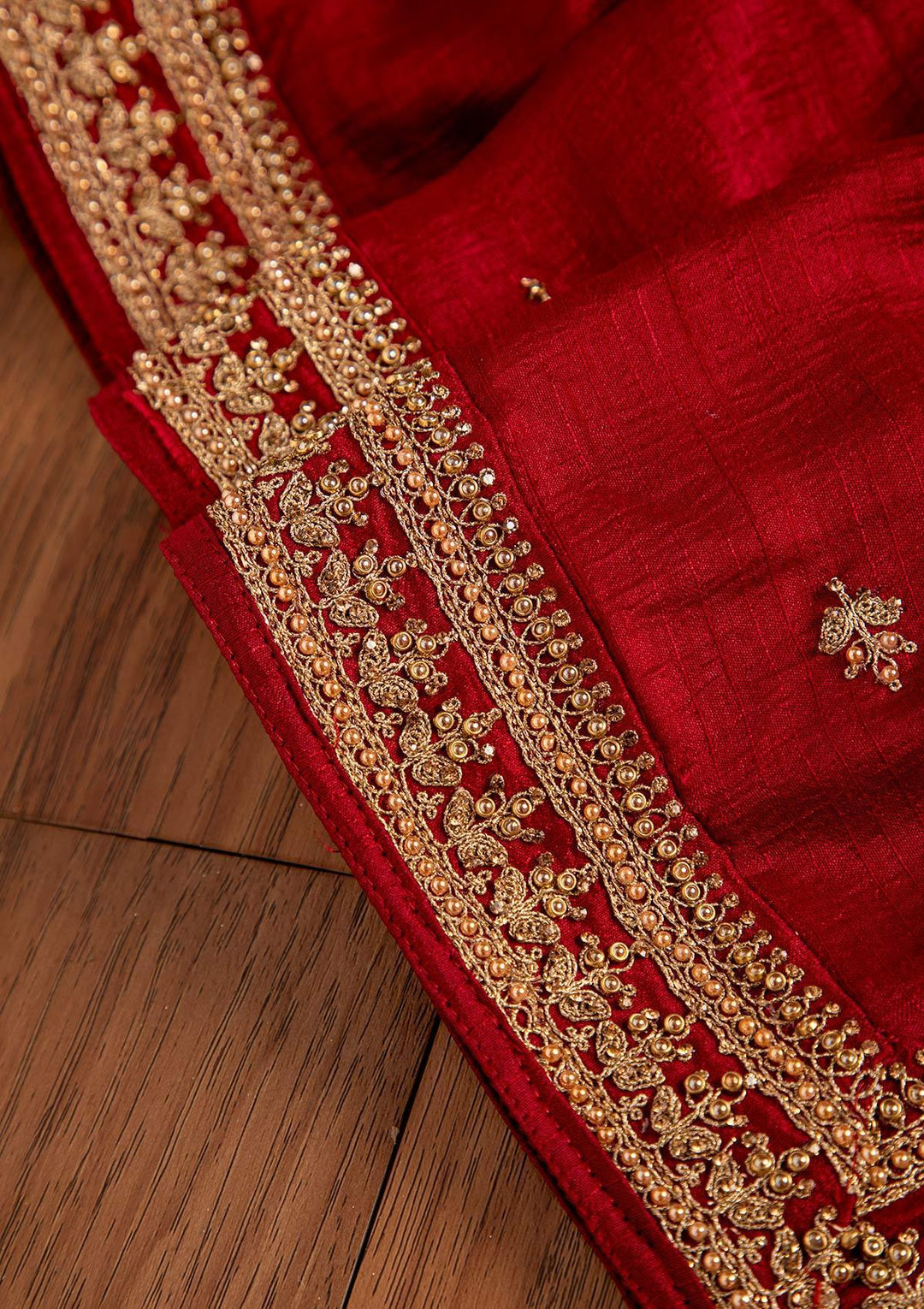 Maroon Stonework Raw Silk Designer Unstitched Salwar Suit - koskii