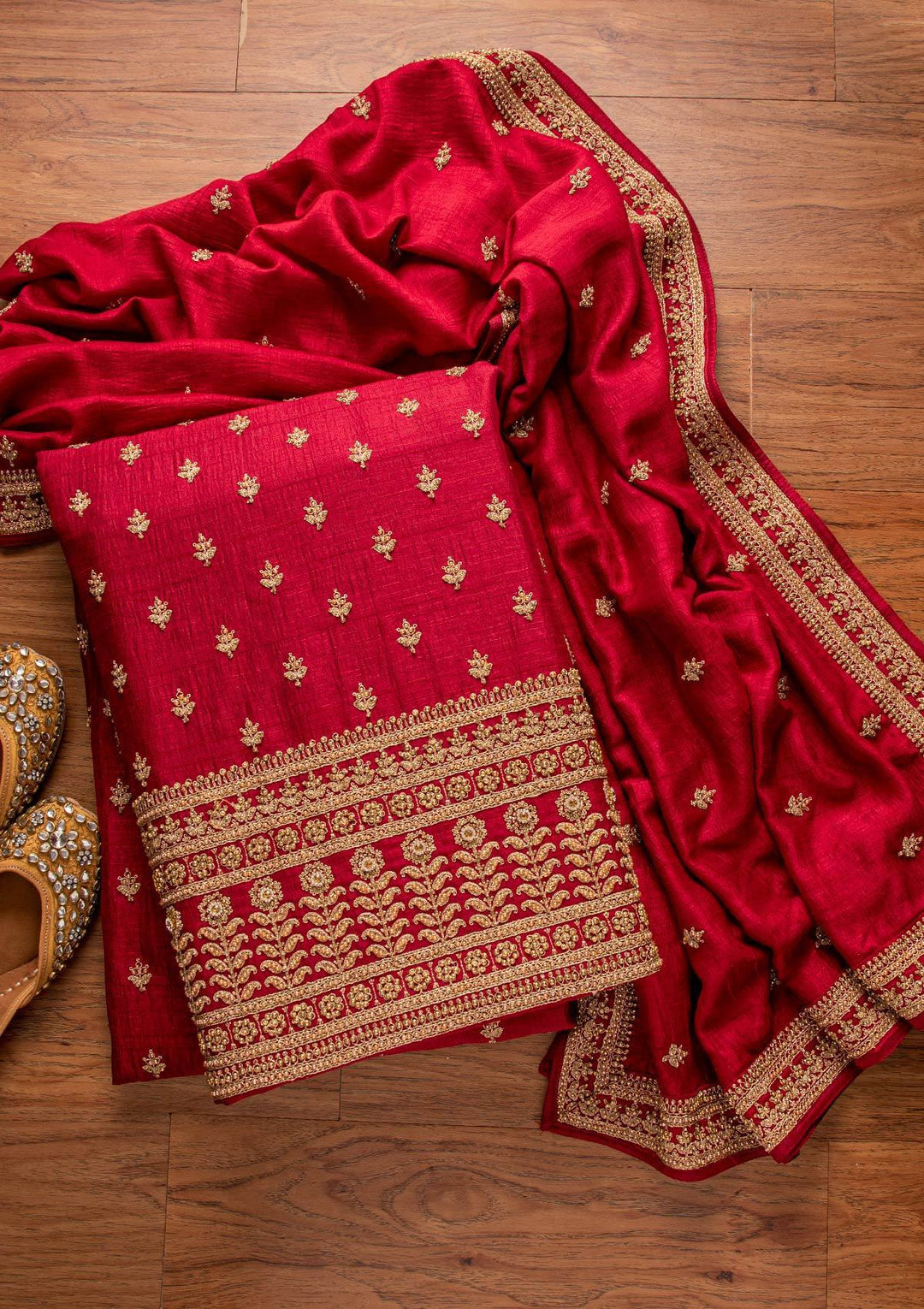 Maroon Stonework Raw Silk Designer Unstitched Salwar Suit - koskii