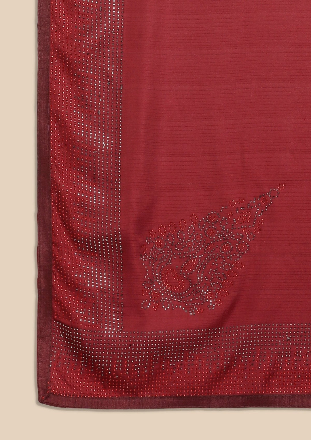 Maroon Swarovski Satin Designer Saree - koskii