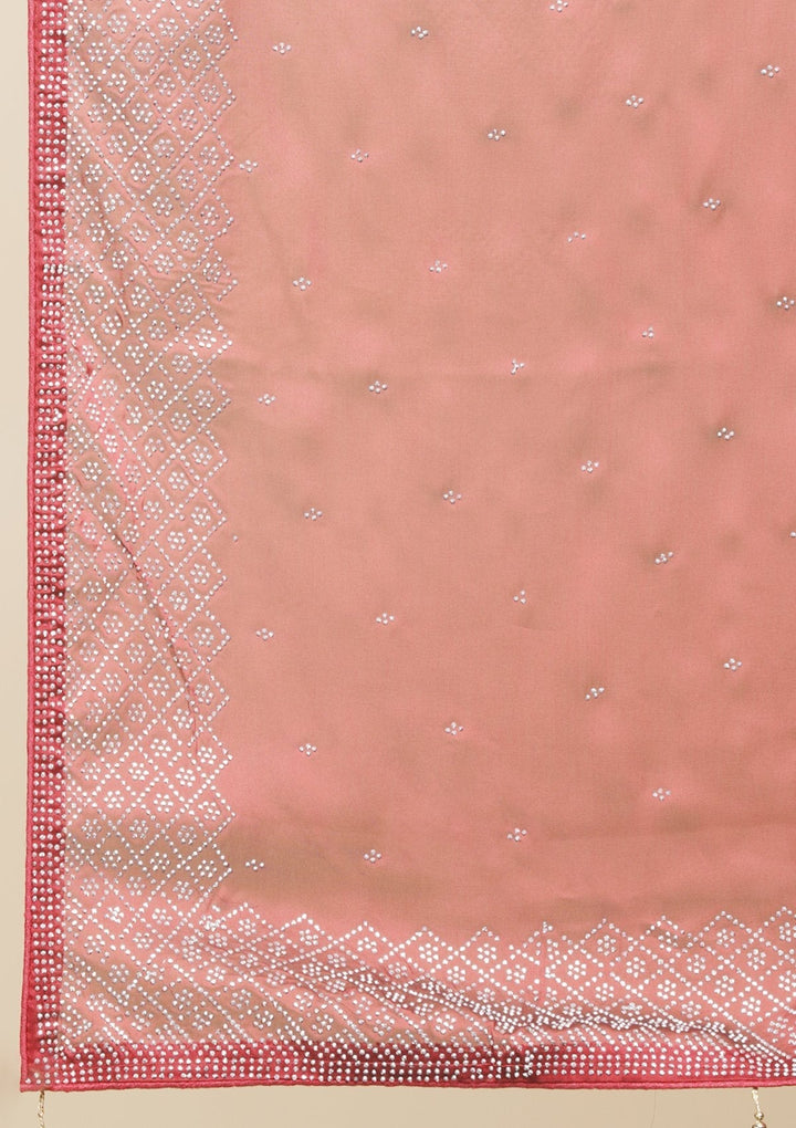 Maroon Swarovski  Satin Designer Saree - koskii
