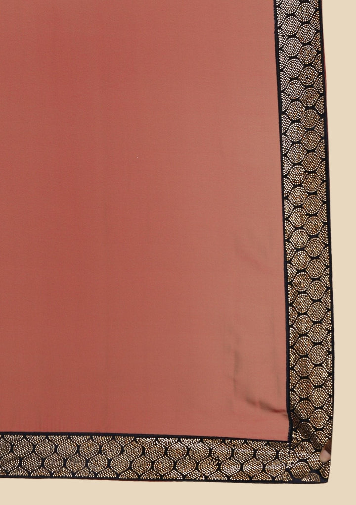 Maroon Swarovski Semi Crepe Designer Saree - koskii