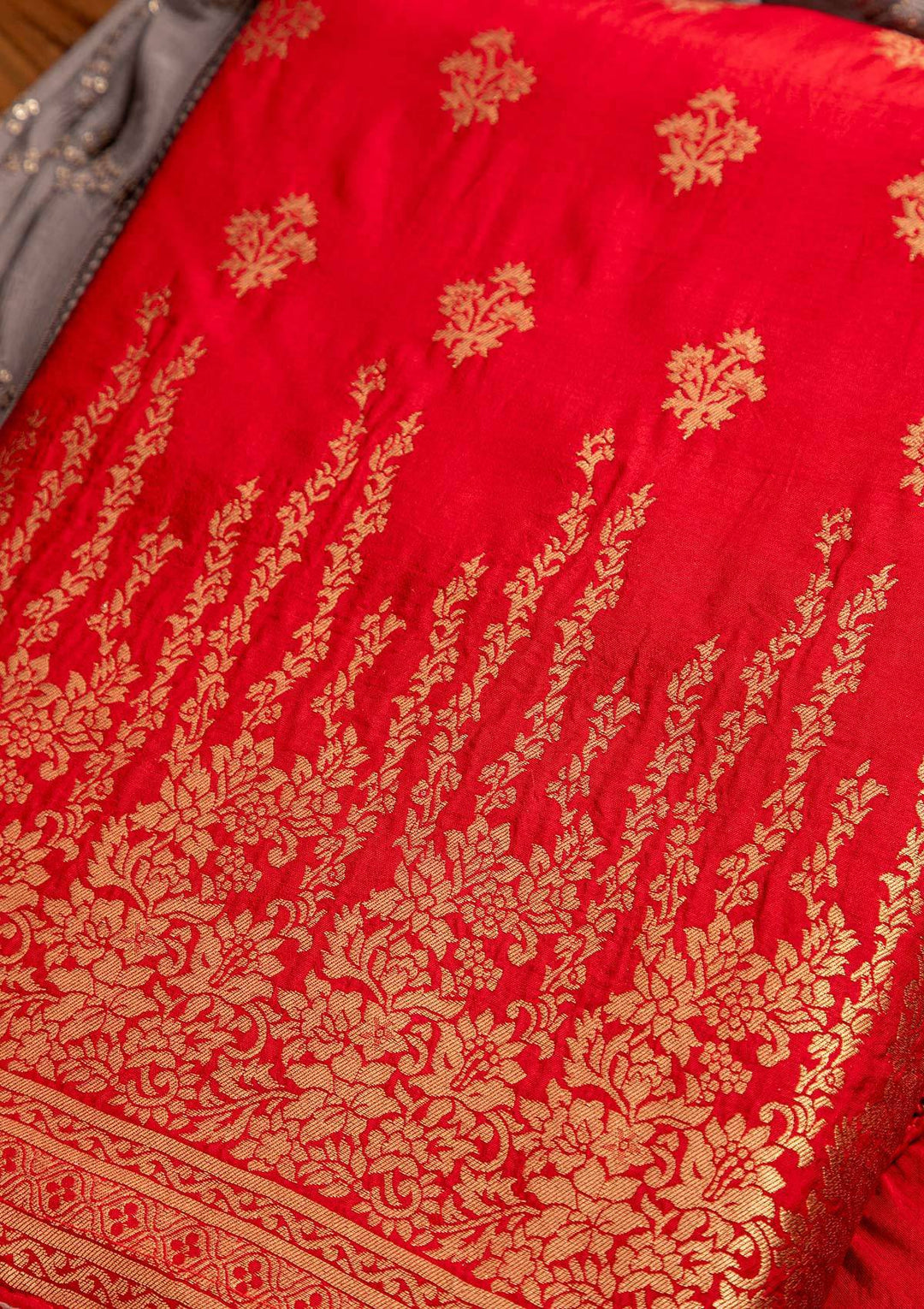 Maroon Zariwork Art Silk Designer Unstitched Salwar Suit - koskii