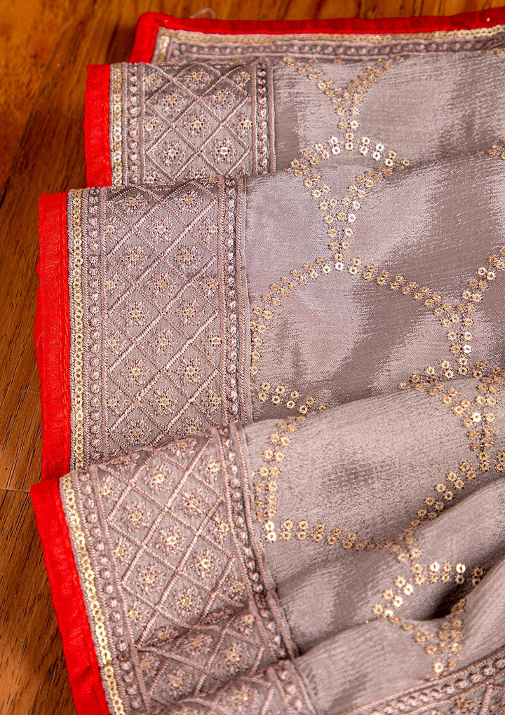 Maroon Zariwork Art Silk Designer Unstitched Salwar Suit - koskii