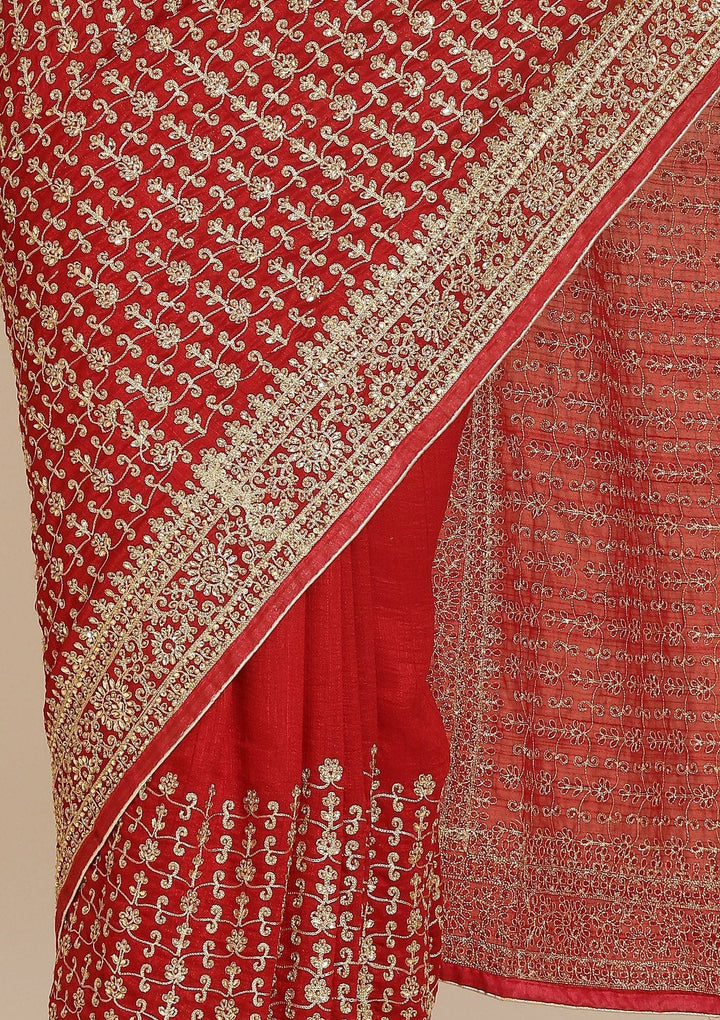 Maroon Zariwork Art Silk Designer Saree - koskii