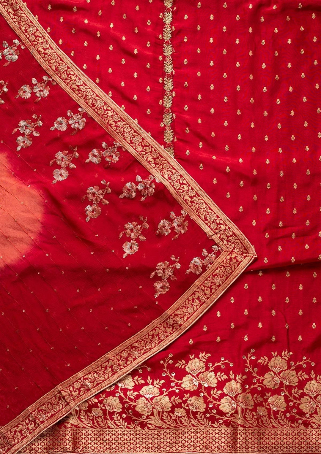 Maroon Zariwork Semi Crepe Designer Unstitched Salwar Suit - koskii