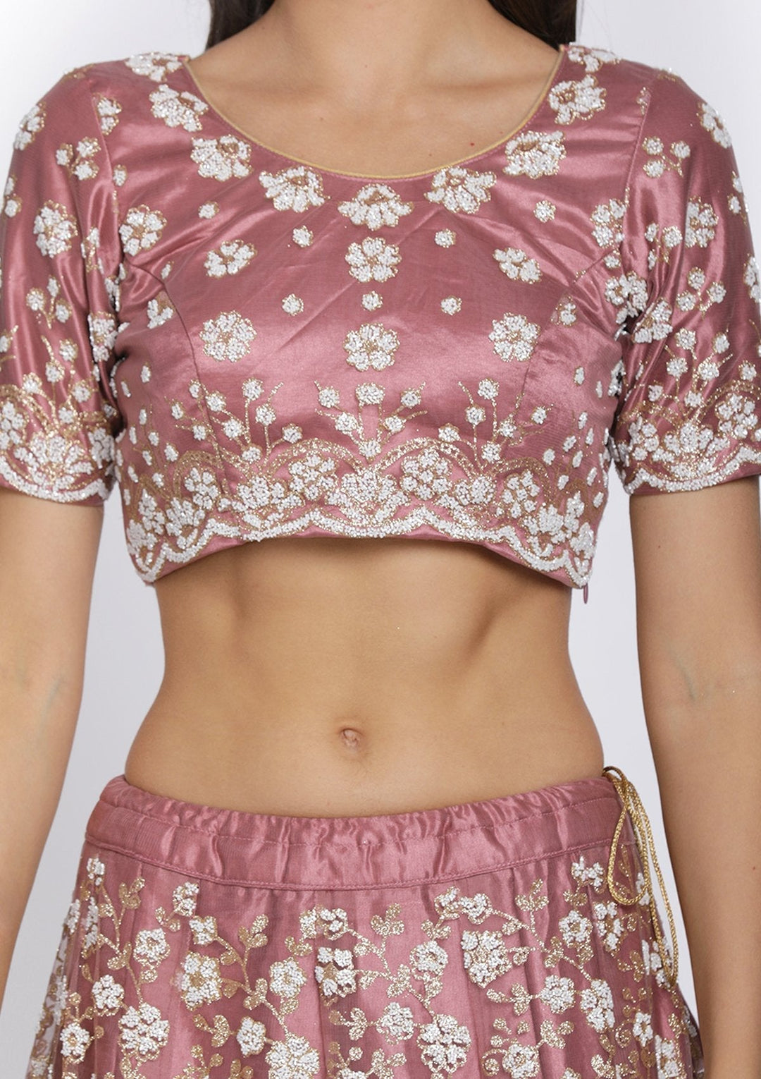 Mauve Cutdana Net Designer Semi-Stitched Lehenga - koskii
