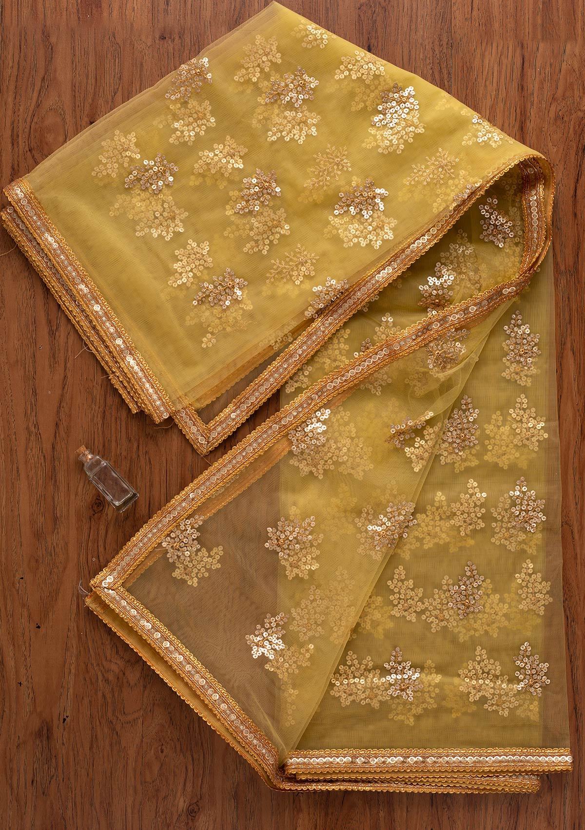 Mehendi Sequins Net Designer Dupatta - koskii