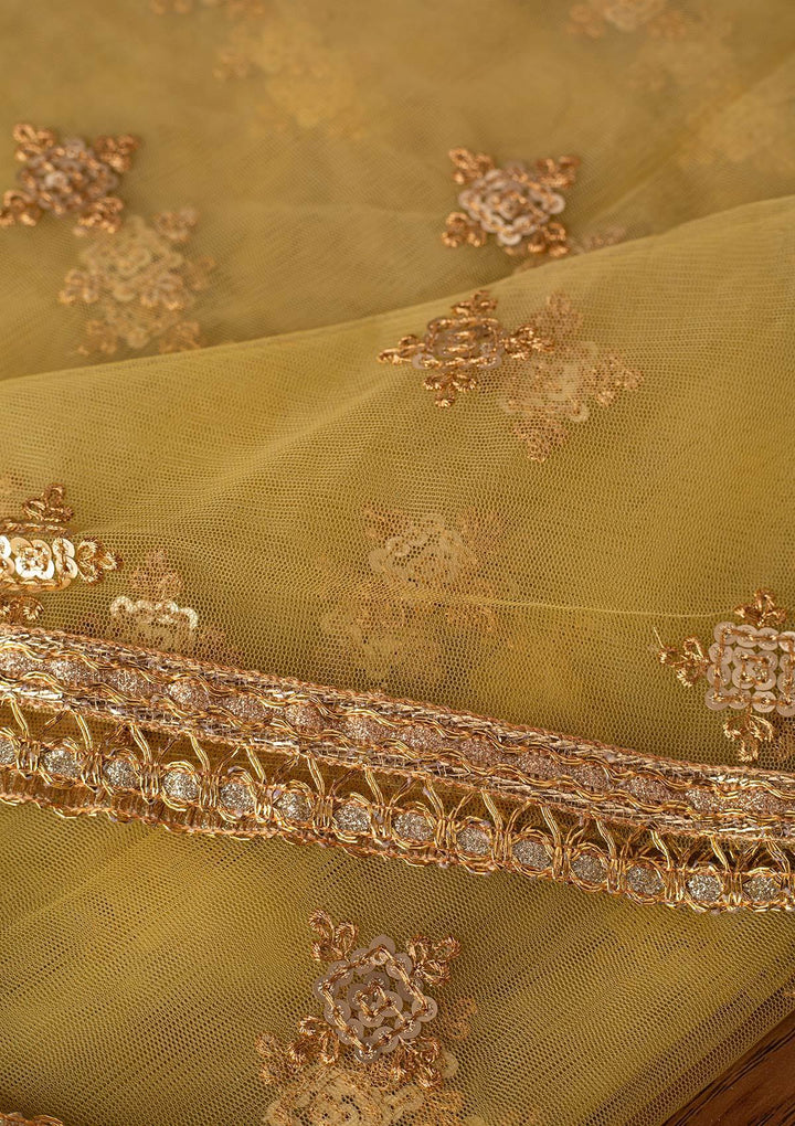 Mehendi Sequins Net Designer Dupatta - koskii