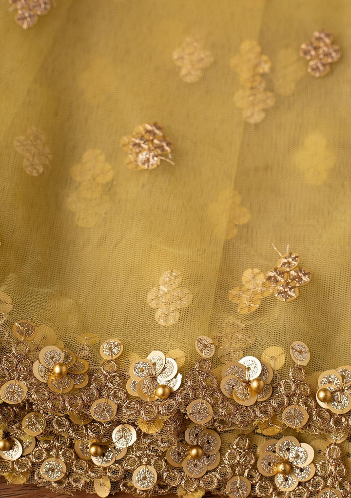 Mehendi Sequins Net Designer Dupatta - koskii
