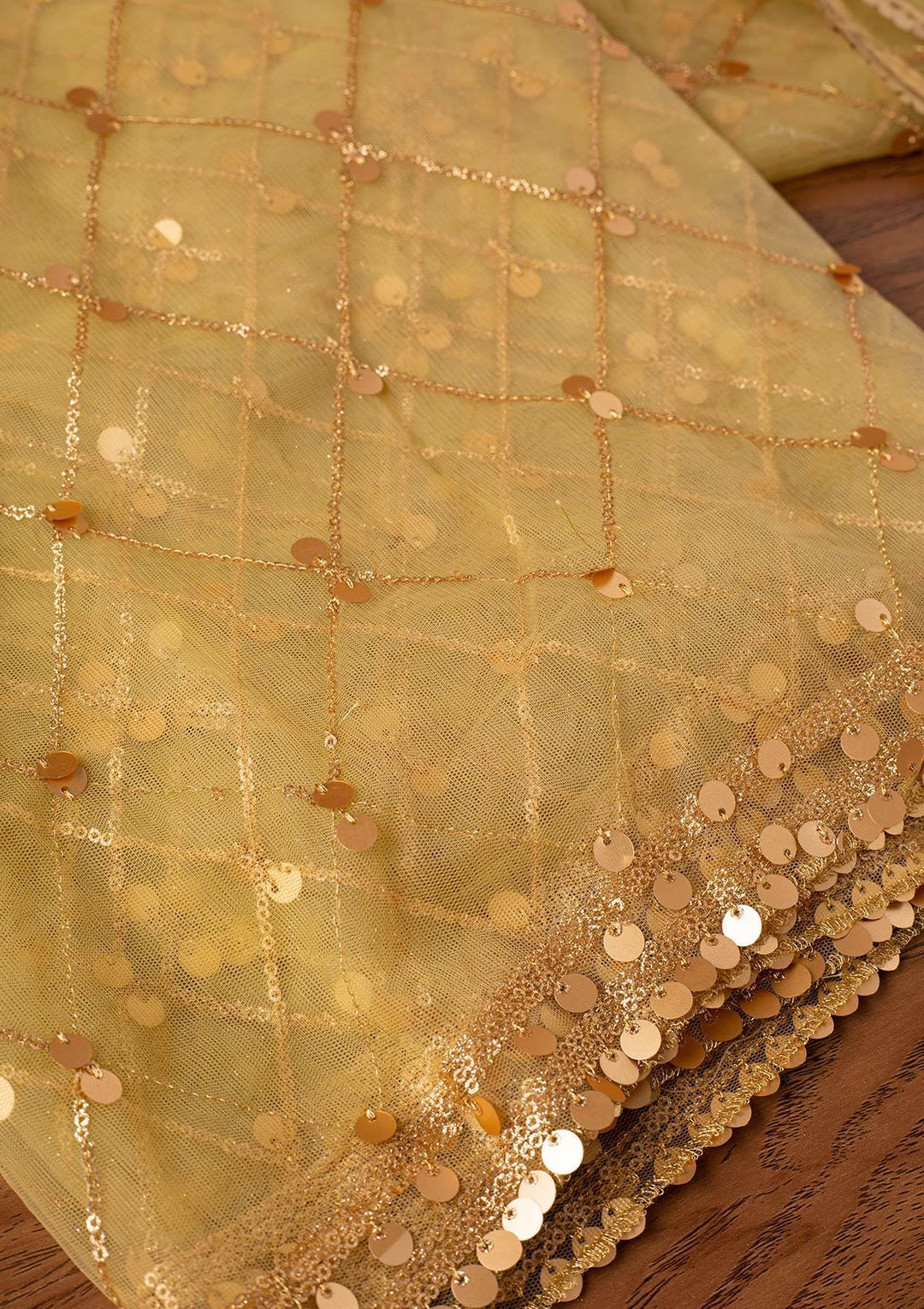 Mehendi Sequins Net Designer Dupatta - koskii