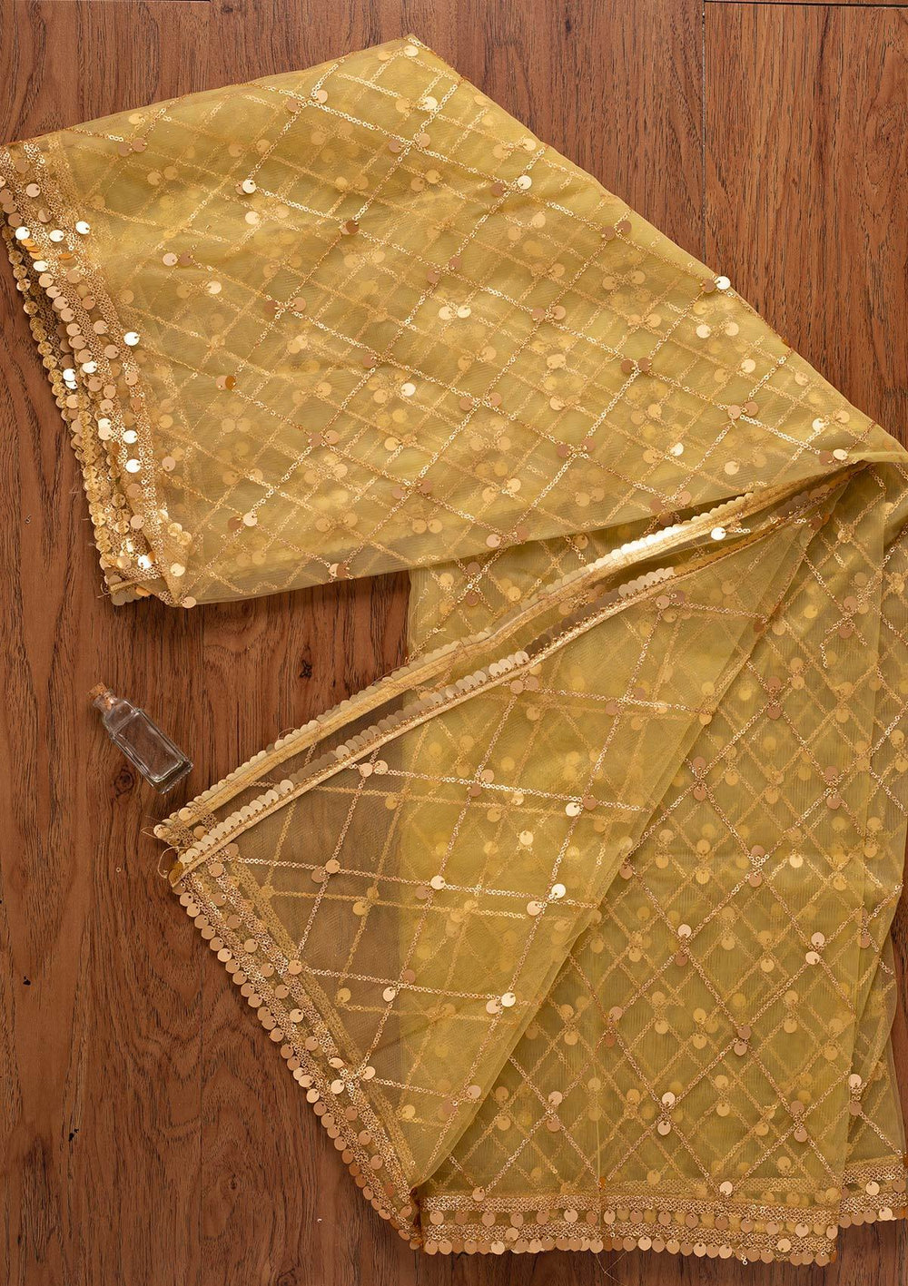Mehendi Sequins Net Designer Dupatta - koskii