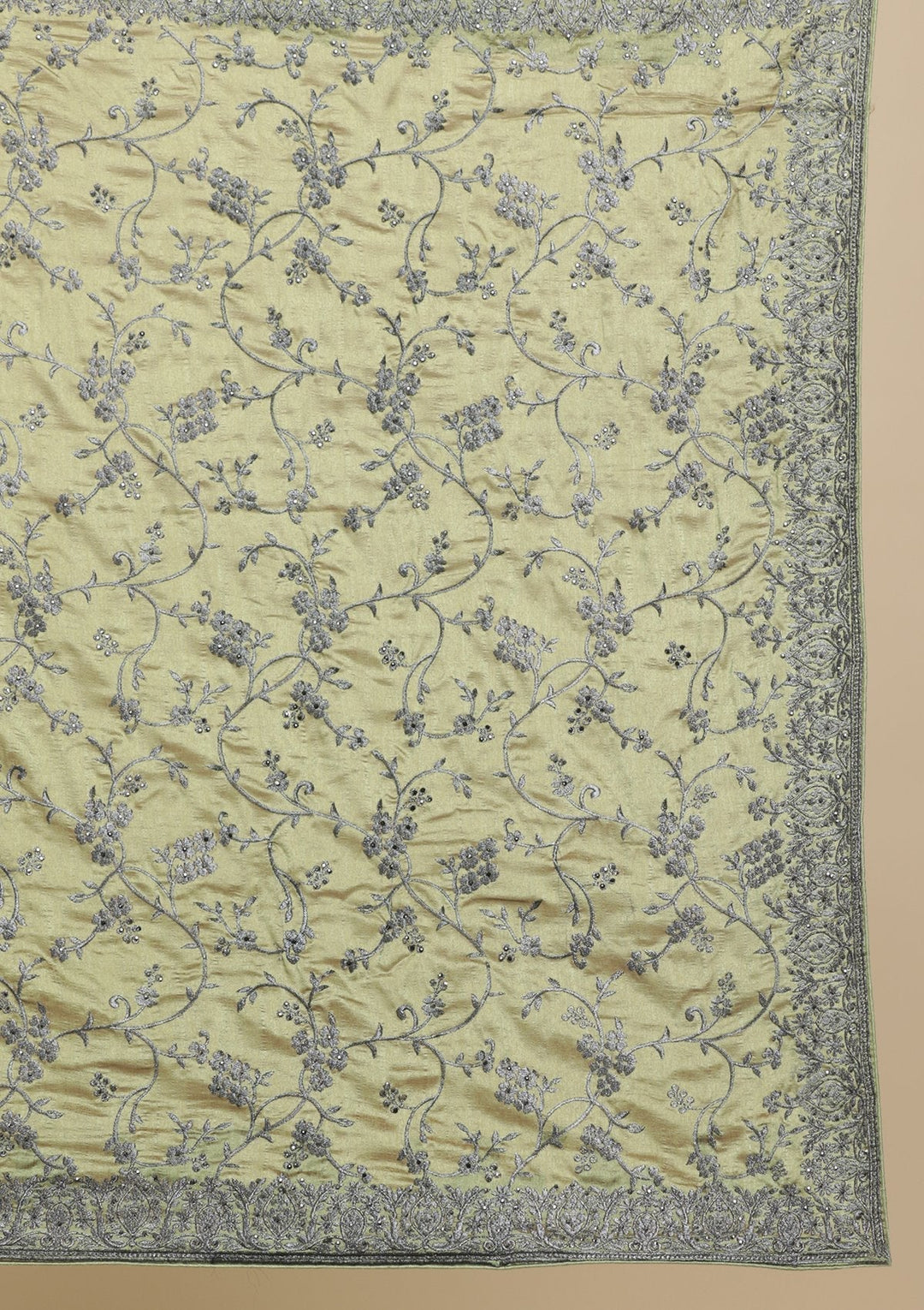 Mehendi Stonework  Art Silk Designer Saree - koskii