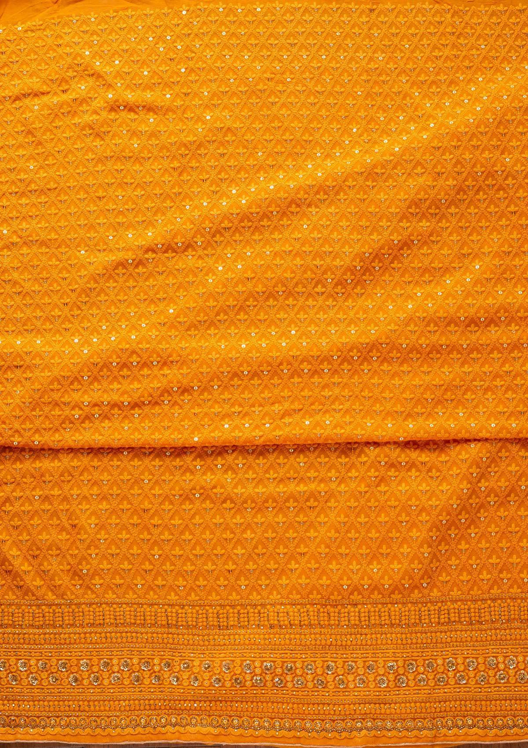 Mustard Chikankari Georgette Designer Unstitched Salwar Suit - koskii