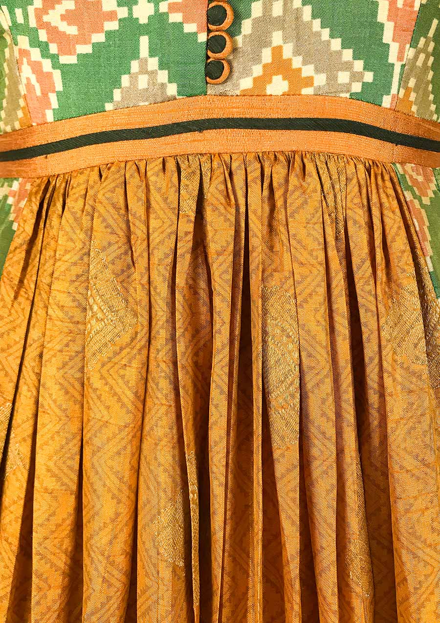 Mustard Gotapatti Raw Silk Designer Gown - koskii