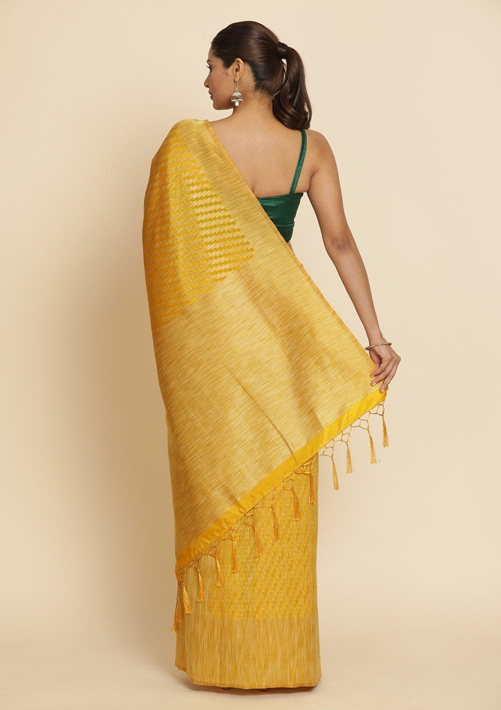 Mustard Zariwork Art Silk Designer Saree - koskii