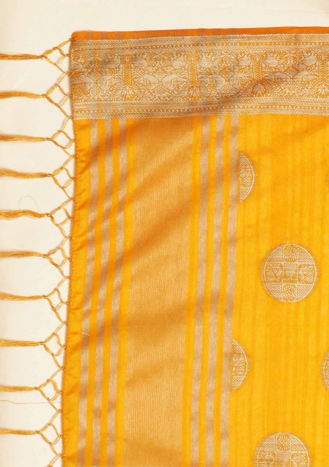 Mustard Zariwork Raw Silk Designer Saree - koskii