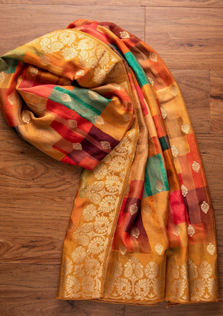 Mustard Zariwork Semi Crepe Designer Unstitched Salwar Suit - koskii