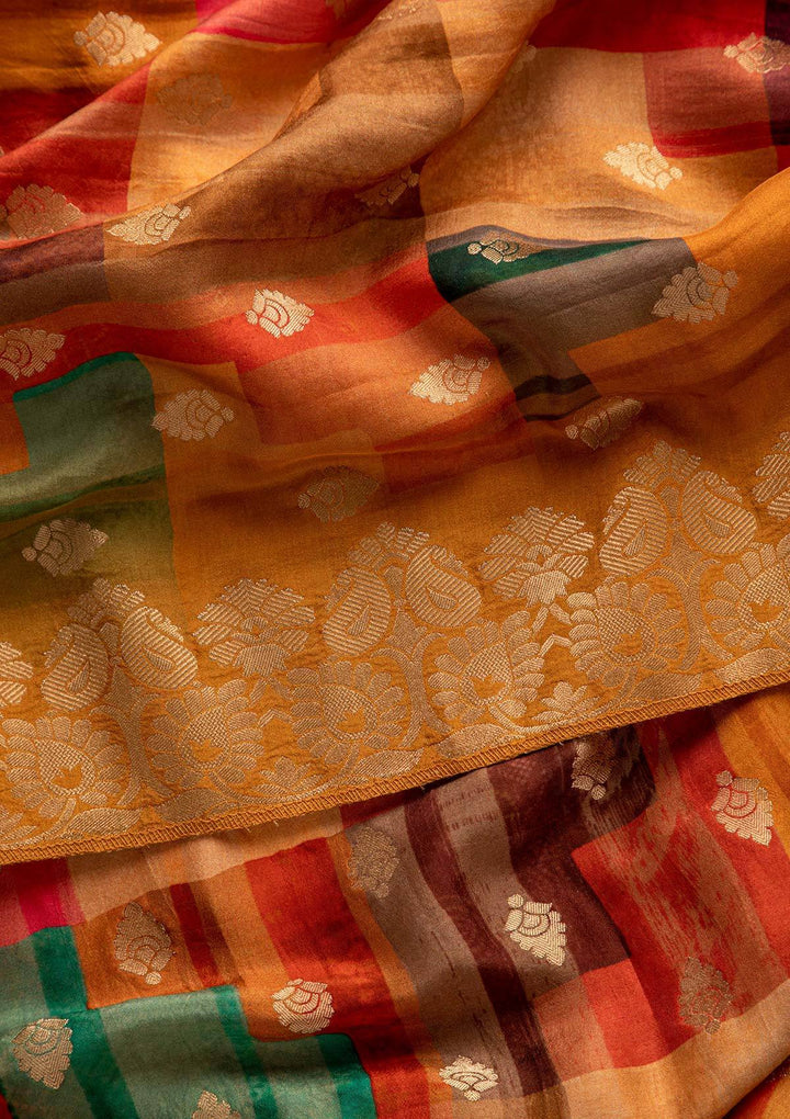 Mustard Zariwork Semi Crepe Designer Unstitched Salwar Suit - koskii