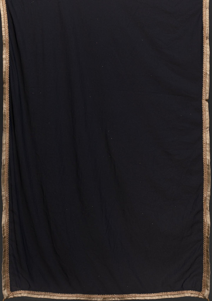 Navy Blue Mirrorwork Georgette Designer Gown - koskii