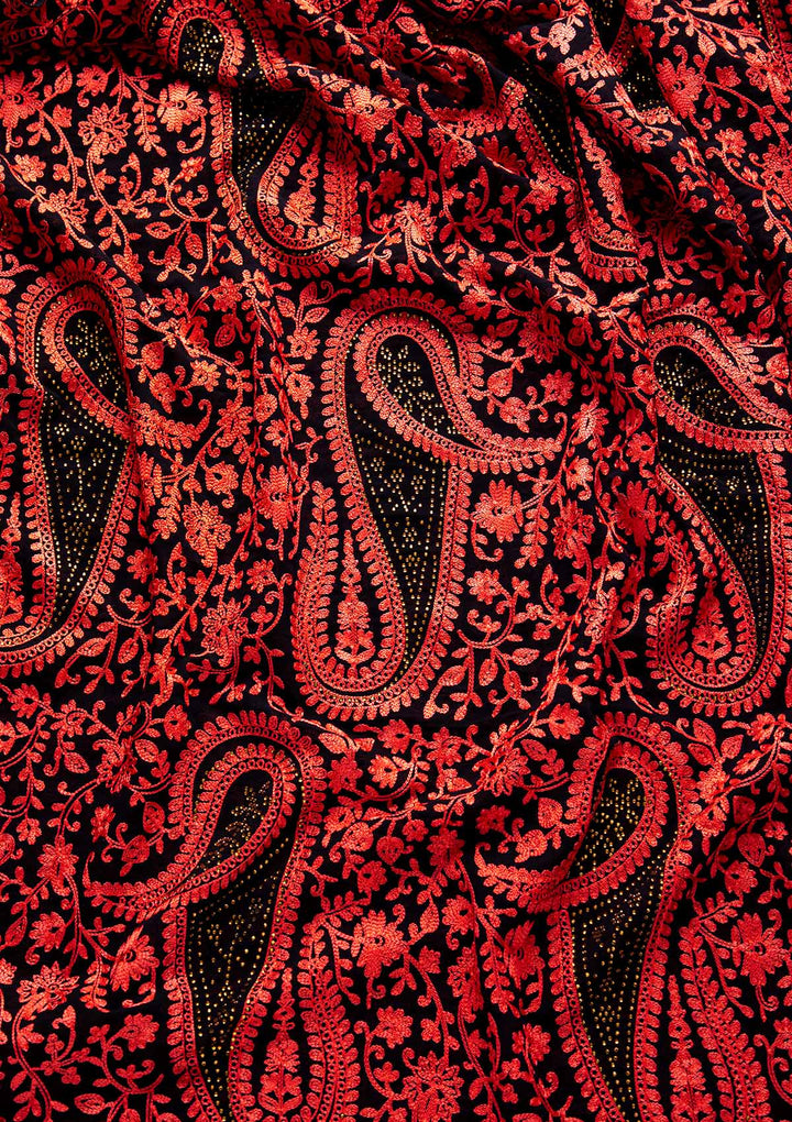 Navy Blue Swarovski Georgette Designer Unstitched Salwar Suit - koskii