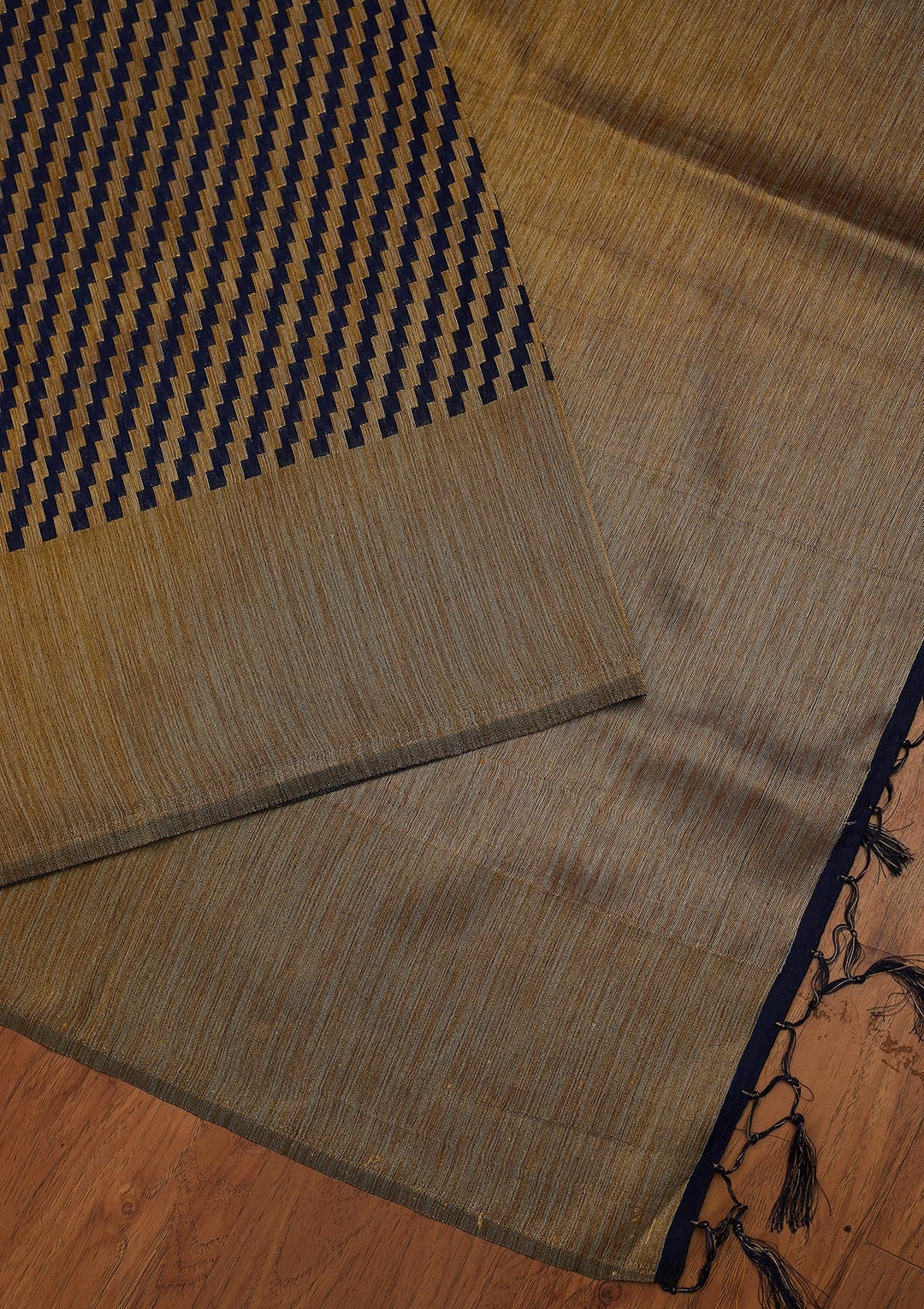 Navy Blue Zariwork Art Silk Designer Saree - koskii