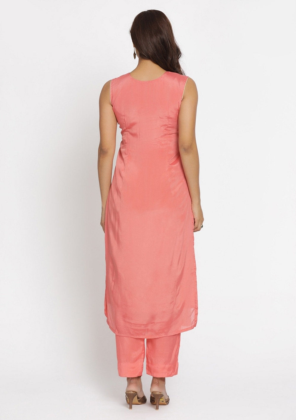 Onion Pink Gotapatti Semi Crepe Designer Unstitched Salwar Suit - koskii